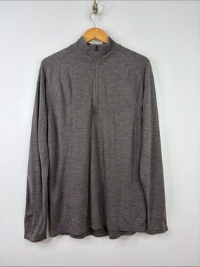 Smartwool Half Zip Mens XL Taupe Brown Merino Wool Long Sleeve Mid Layer Shirt